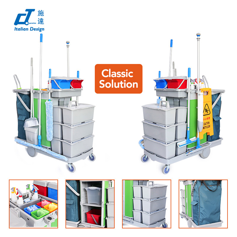 CT Flat Mopping Cabinet Trolley - Cleanic Cleaning Equipment